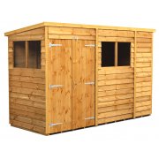 Power 10x4 Pent Garden Shed Overlap - Double Door